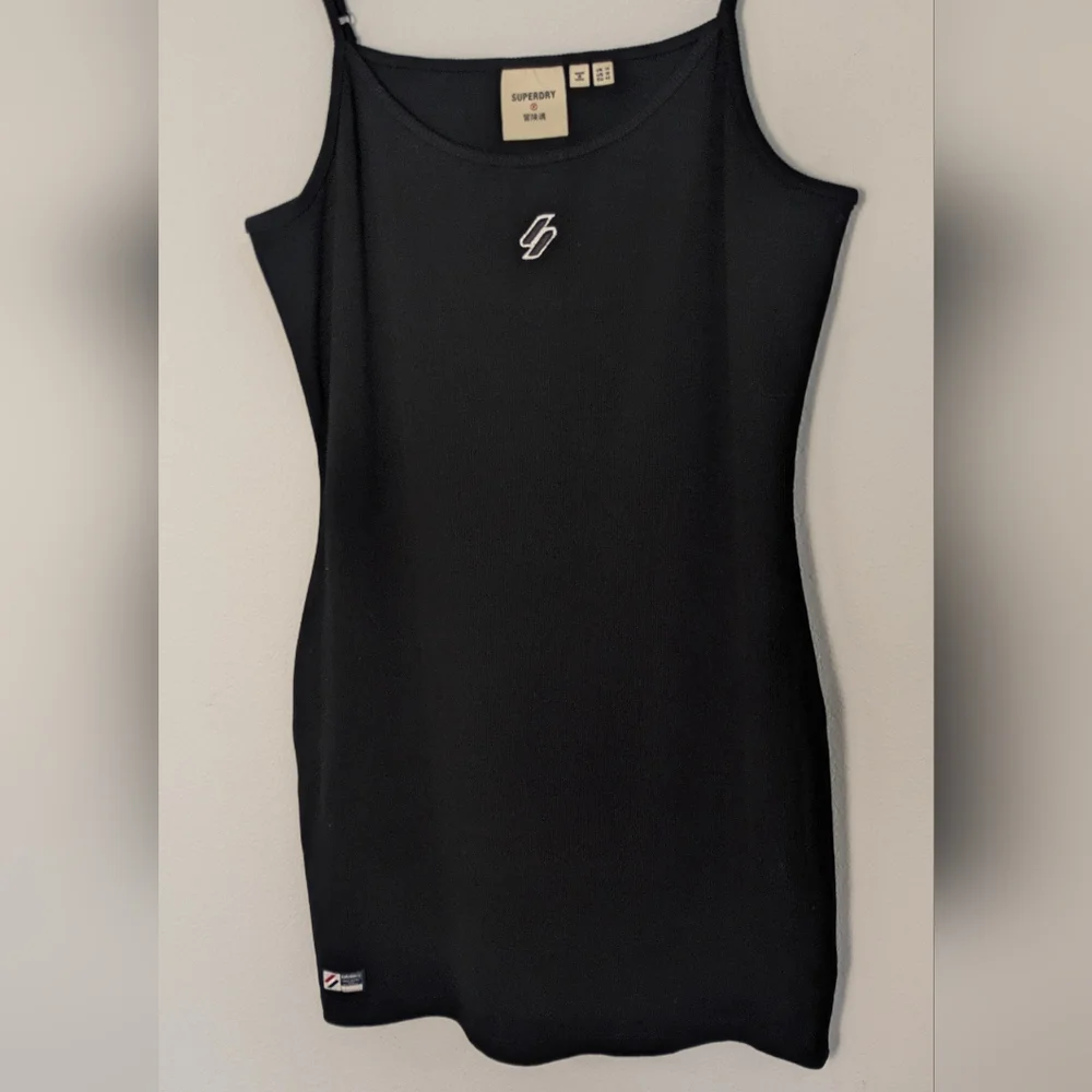 Superdry Code Essential Strappy Mini Slim Fit Tank Dress Bodycon Black Sz 10 EUC - Picture 5 of 16